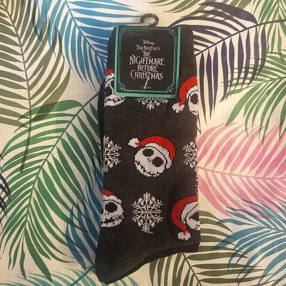 Disney Tim Burtons Nightmare Before Christmas Jack Skellington Crew Socks 6.5-12
